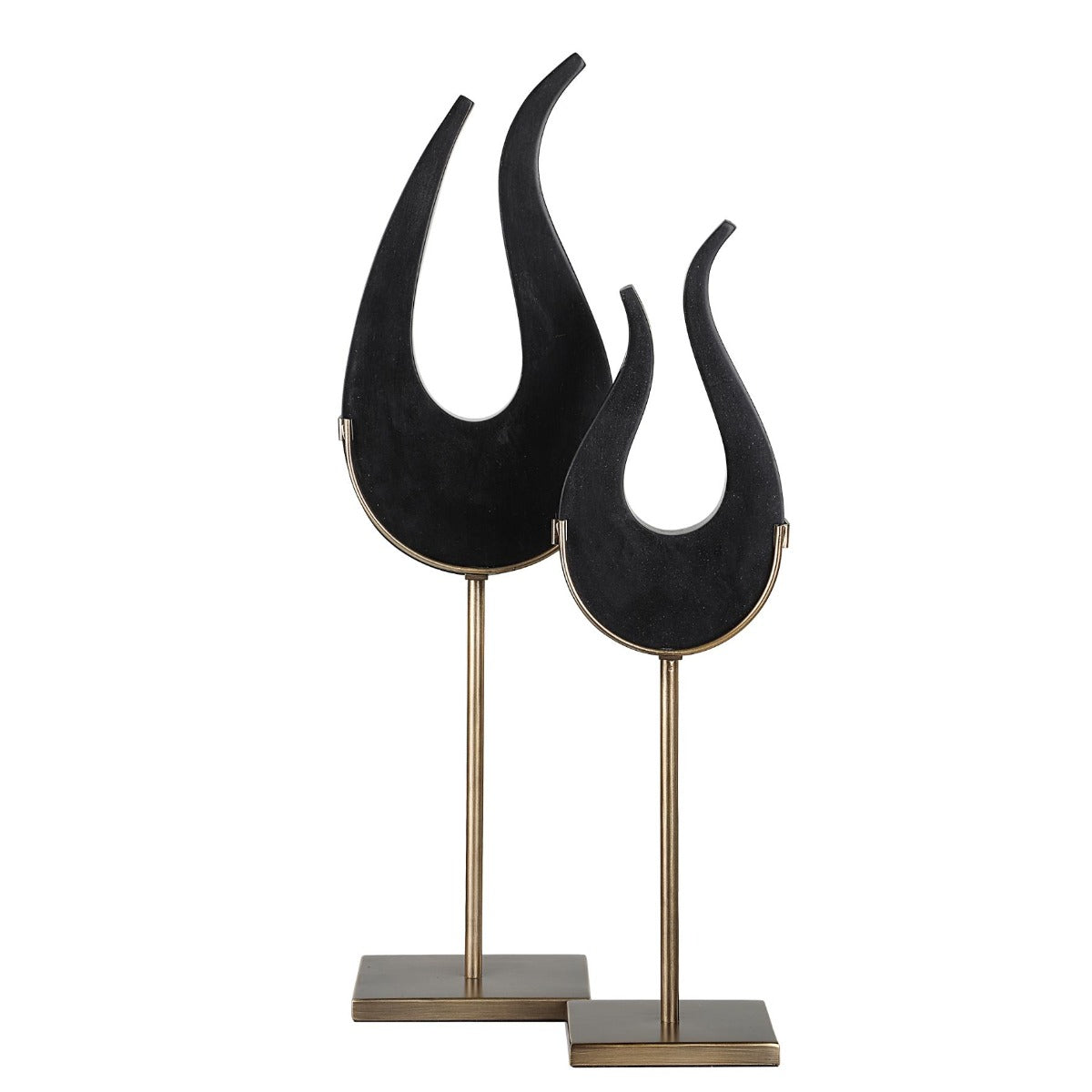 Abstract Flame Sculptures in Black - Set of 2 by Uttermost