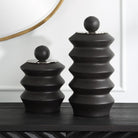 Accordion Black Wood Containers - Set of 2 by Uttermost