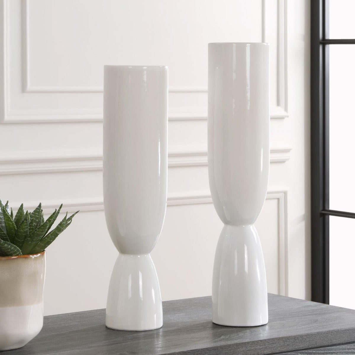 Kimist White Vases - Set of 2 by Uttermost