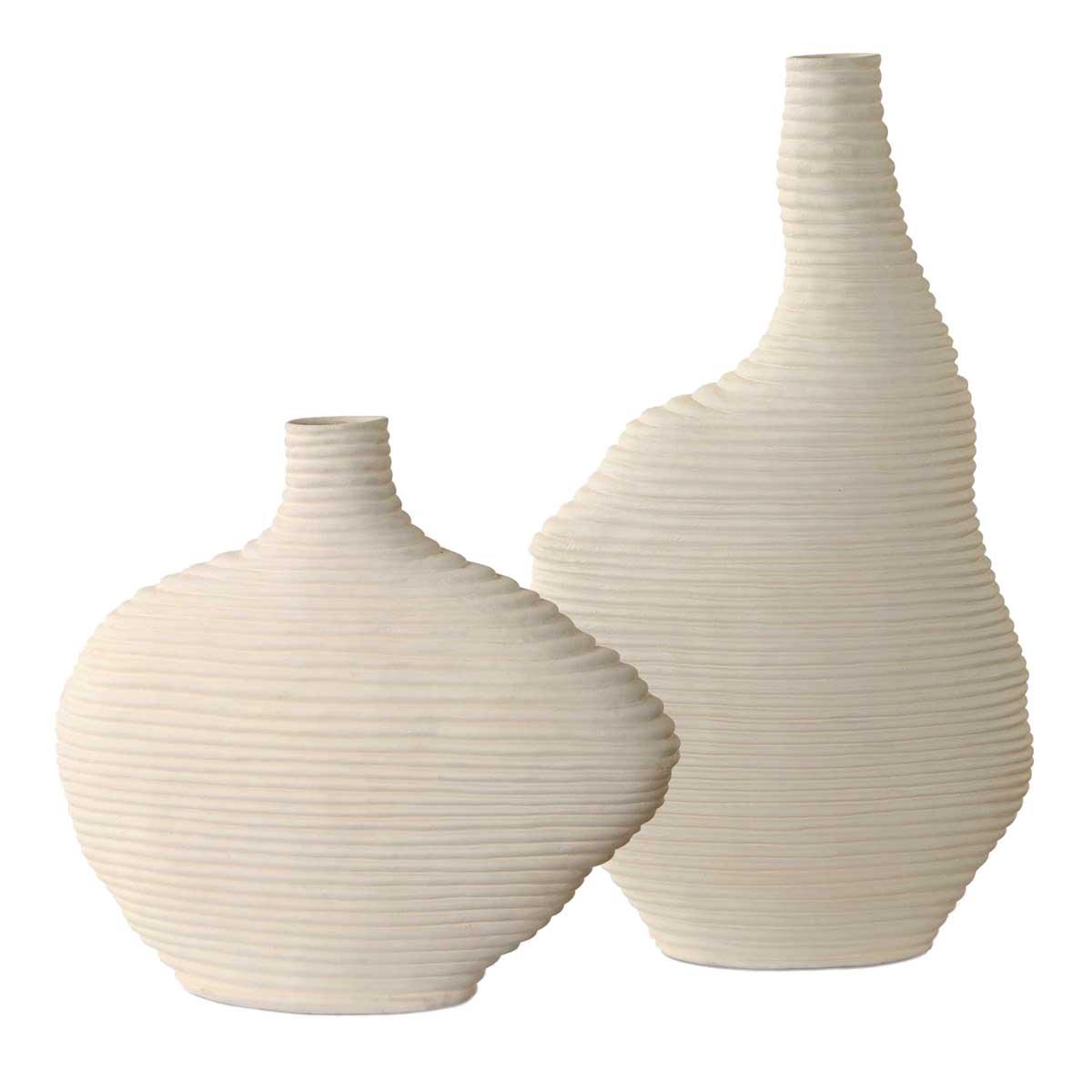 Duostacked Matte White Vases - Set of 2 by Uttermost