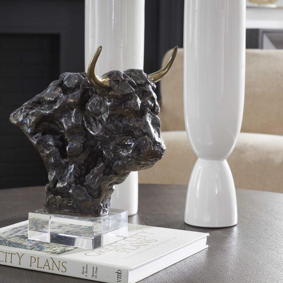 Bison Bust Bronze Sculpture by Uttermost
