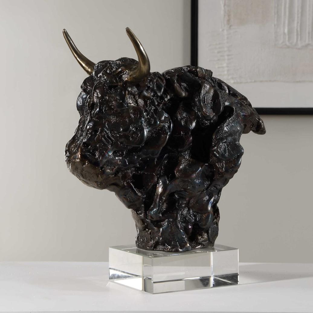 Bison Bust Bronze Sculpture by Uttermost