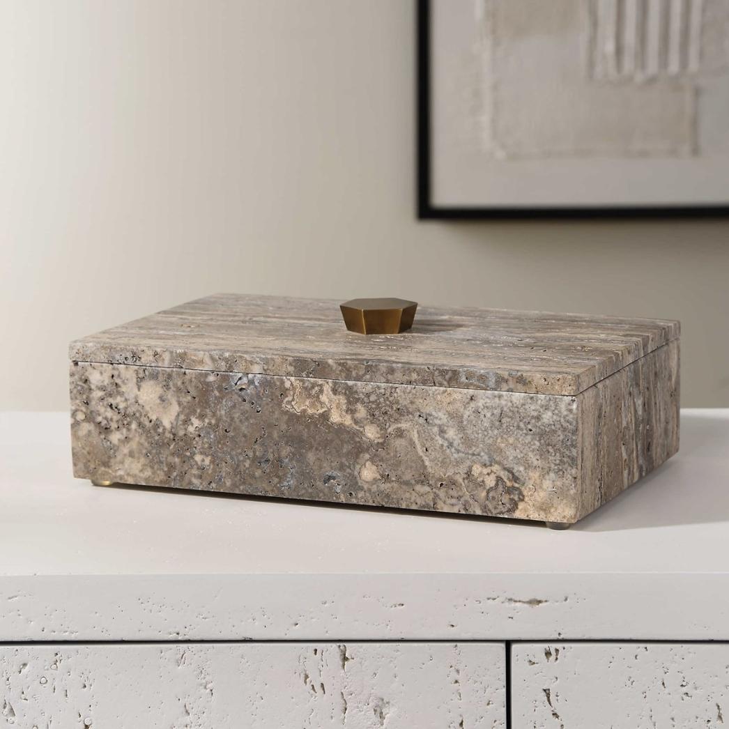 Griseus Travertine Stone Box by Uttermost