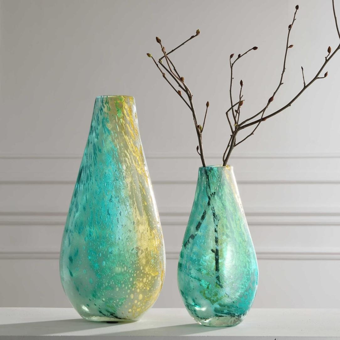 High Tide Glass Vases - Set of 2 by Uttermost