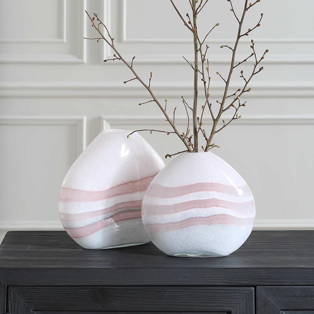 Blush Swirl Glass Vases - Set of 2 by Uttermost