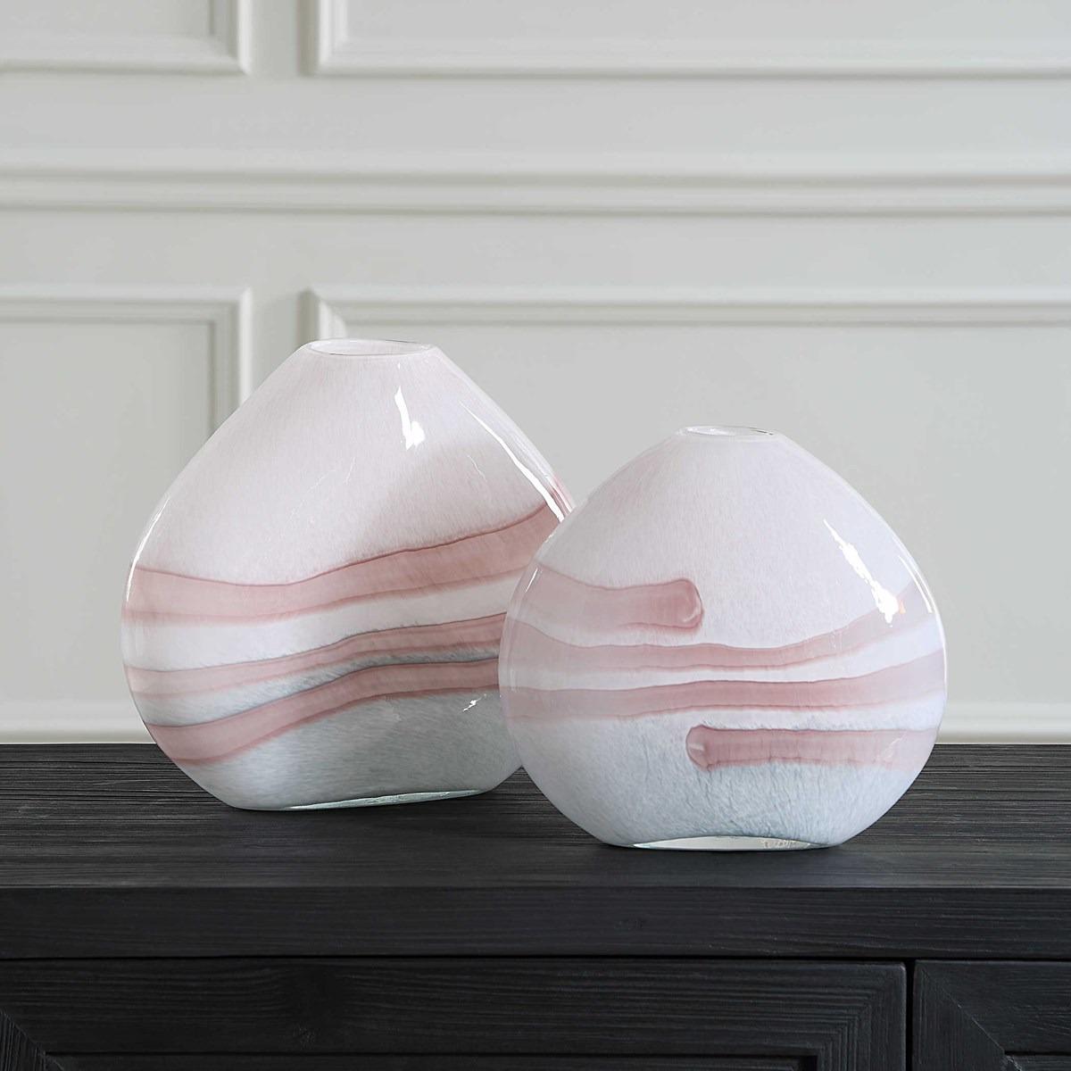 Blush Swirl Glass Vases - Set of 2 by Uttermost