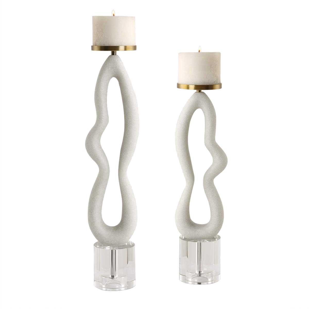 Feamelo Ivory Stone Candleholders - Set of 2 by Uttermost