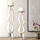 Feamelo Ivory Stone Candleholders - Set of 2 by Uttermost