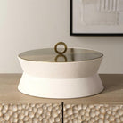 Luxe White Shagreen Round Box by Uttermost