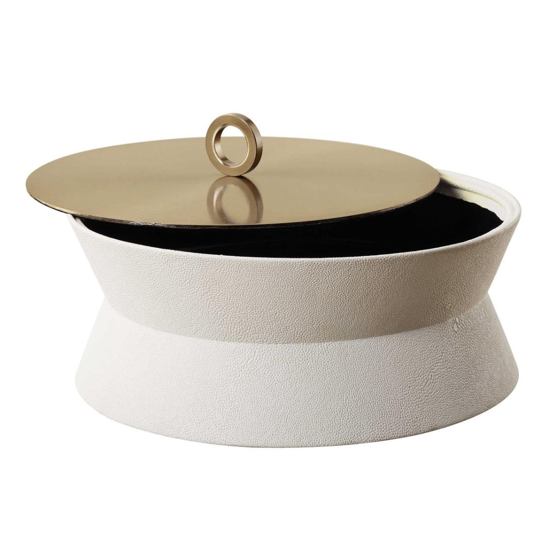 Luxe White Shagreen Round Box by Uttermost