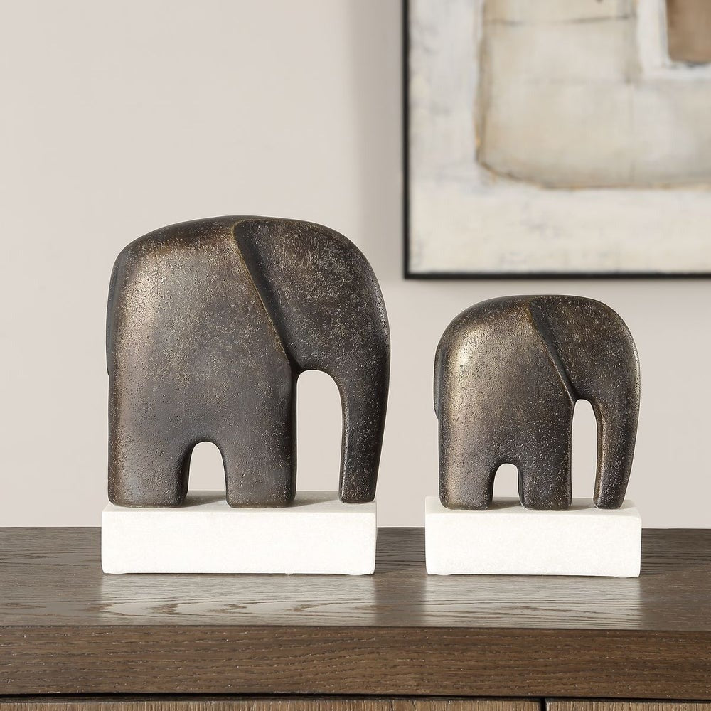 Timeless Tusk Elephant Sculptures in Bronze - Set of 2 by Uttermost