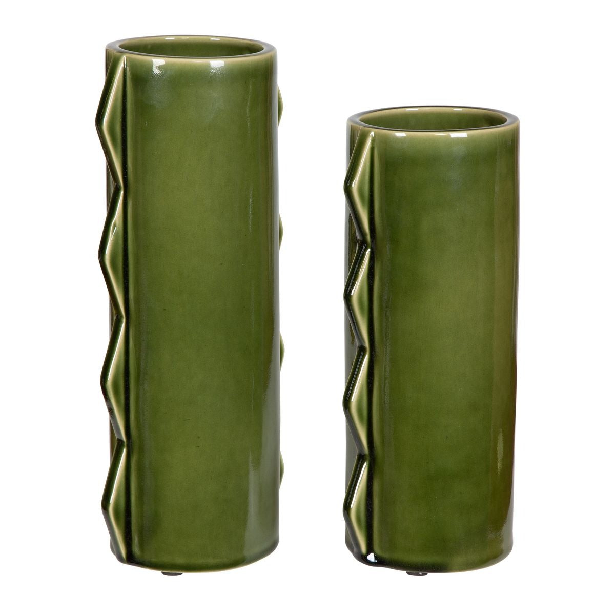 Meander Indoor-Outdoor Green Vases - Set of 2 by Uttermost