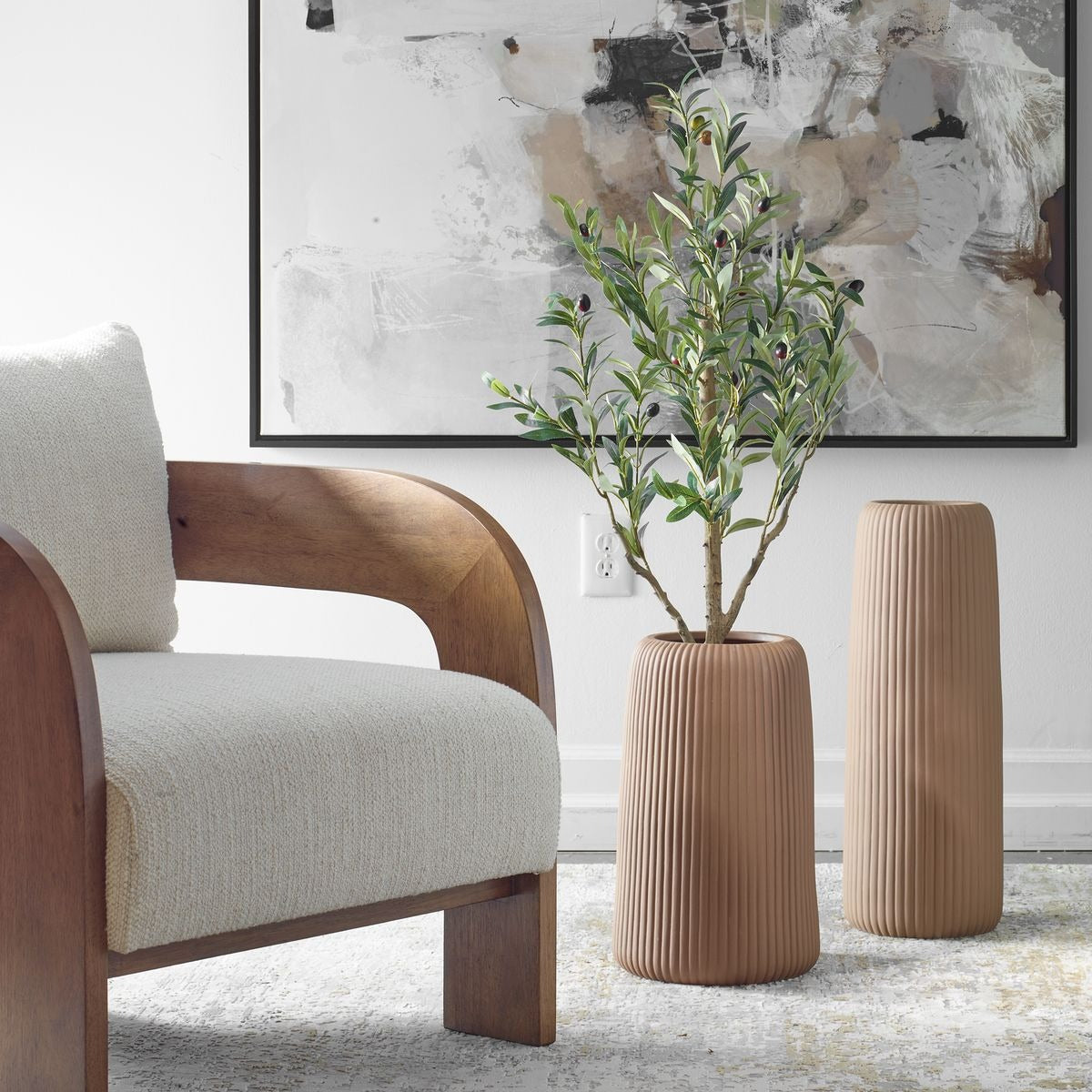 Ridge Indoor-Outdoor Light Brown Vases - Set of 2 by Uttermost