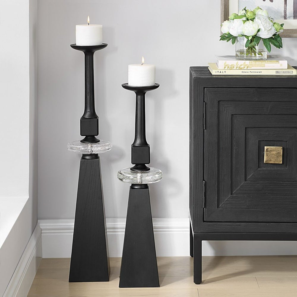 Ebon Glow Candleholders Set of 2 by Uttermost