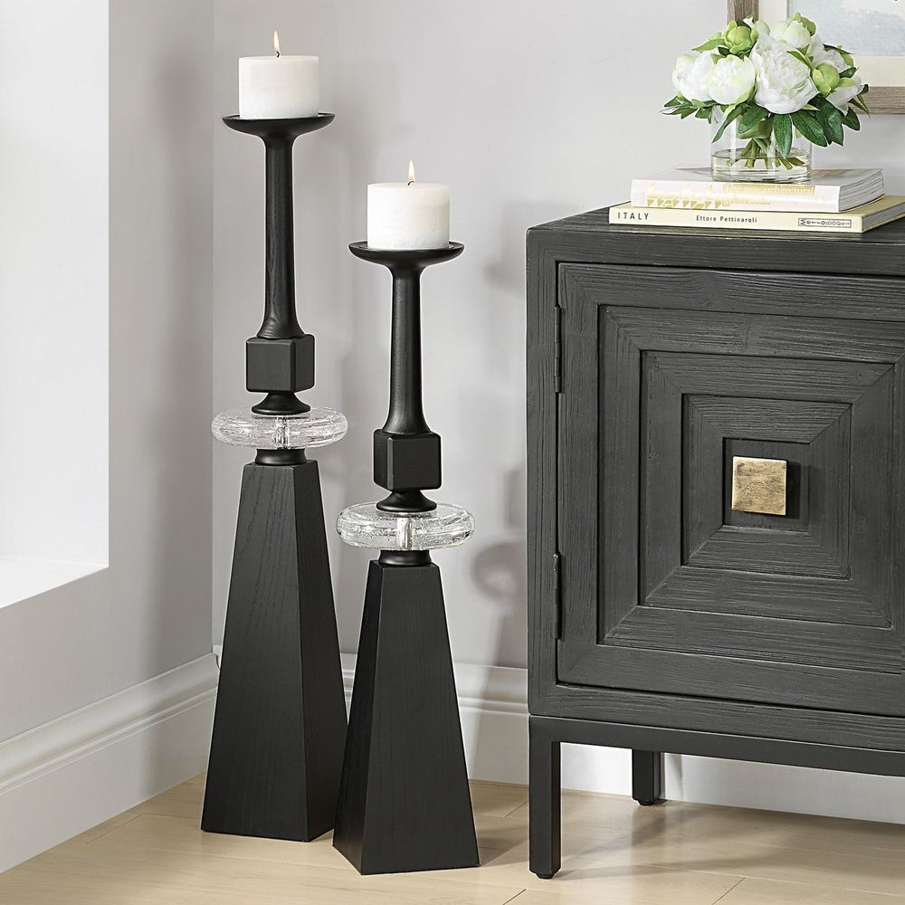Ebon Glow Candleholders Set of 2 by Uttermost