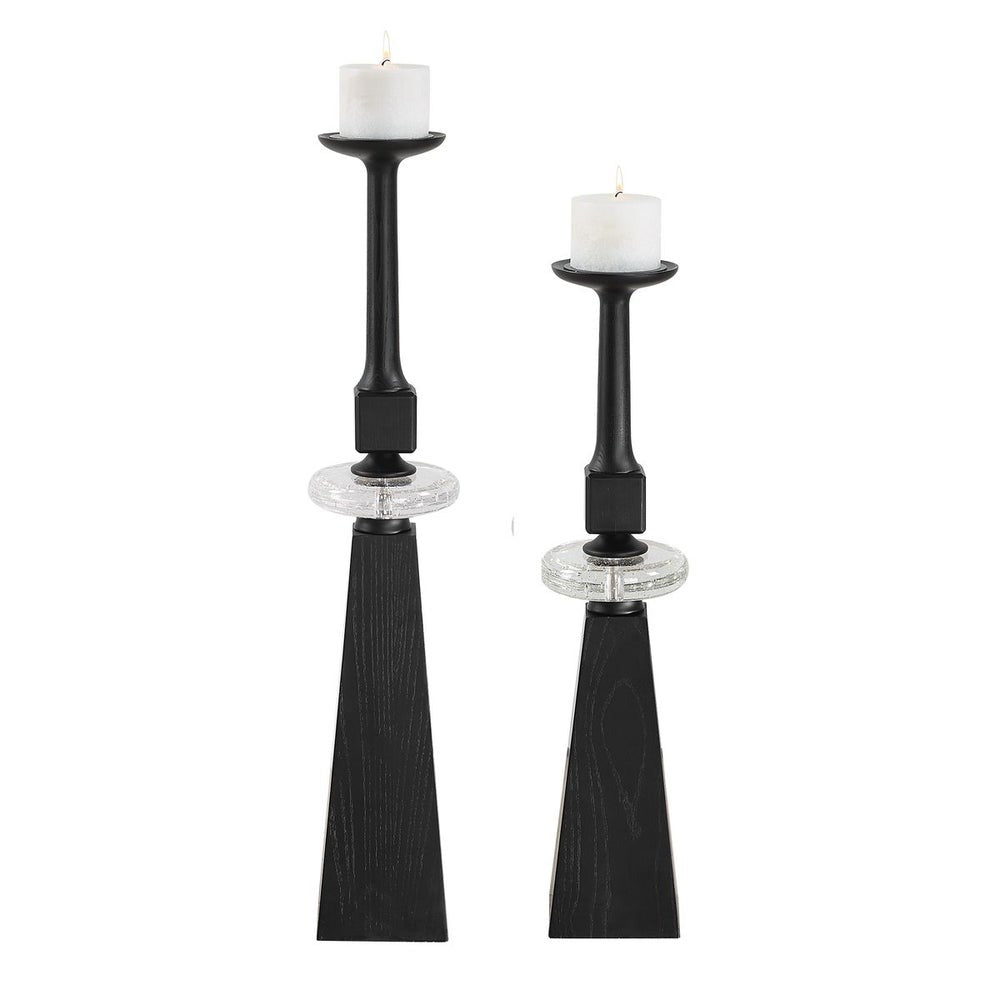 Ebon Glow Candleholders Set of 2 by Uttermost