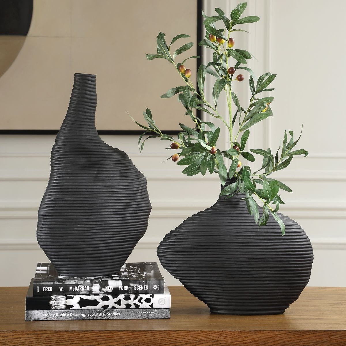 Duostacked Black Vases Set of 2 by Uttermost