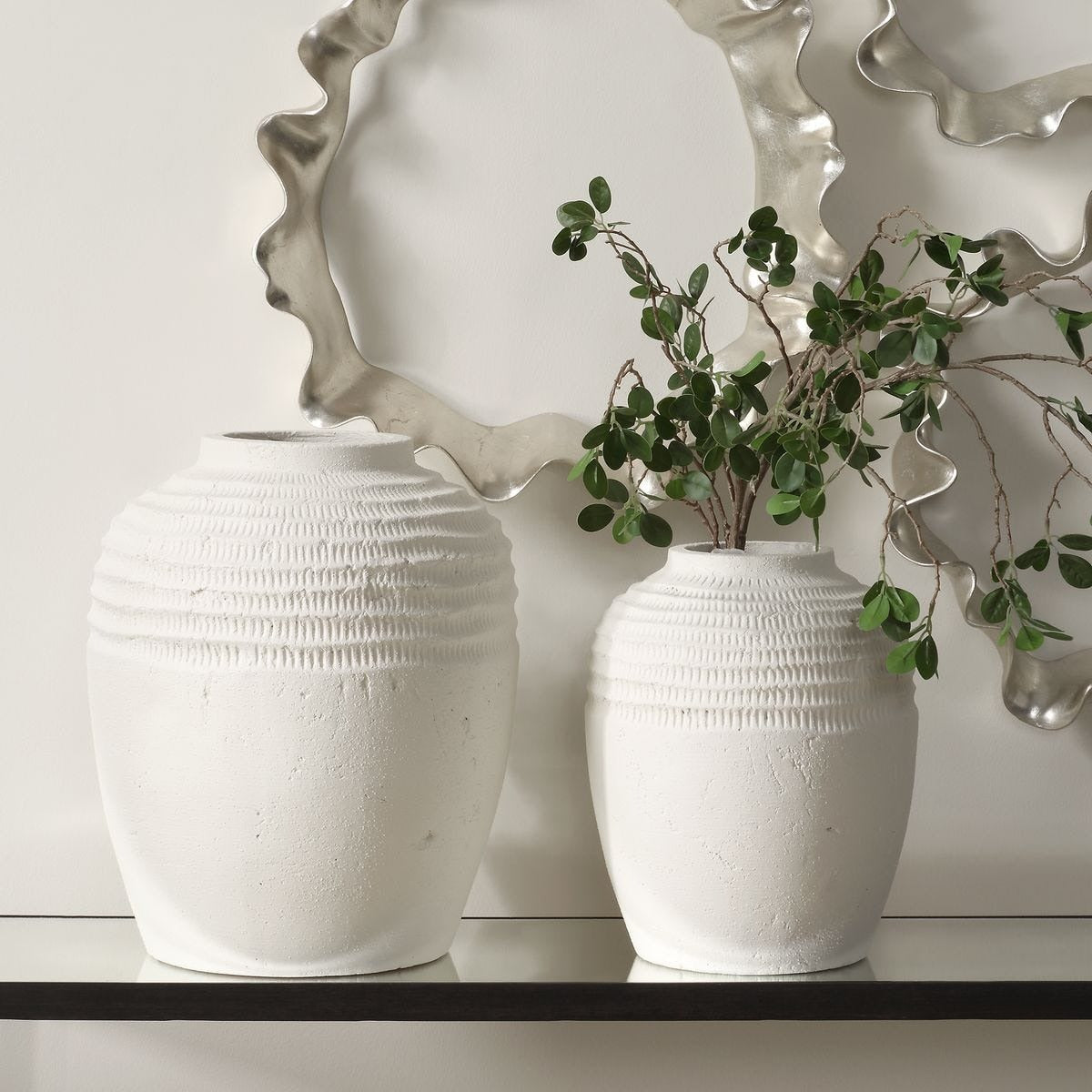 Luna Ridge White Ceramic Vases Set of 2 by Uttermost