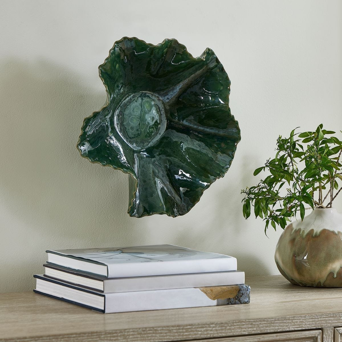 Verdant Bloom Emerald Outdoor Bowl by Uttermost