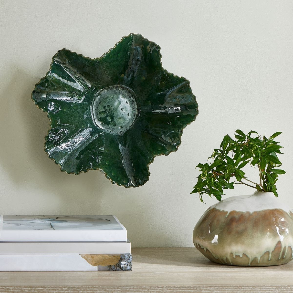 Verdant Bloom Emerald Outdoor Bowl by Uttermost