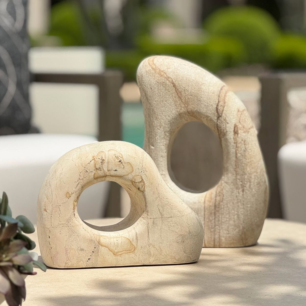 Stone Flow Outdoor Sculptures Set of 2 by Uttermost
