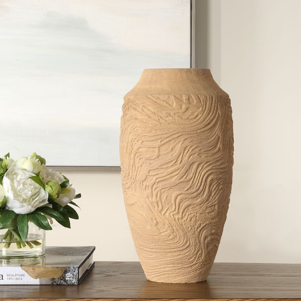 Sandstone Flow Large Terracotta Vase by Uttermost