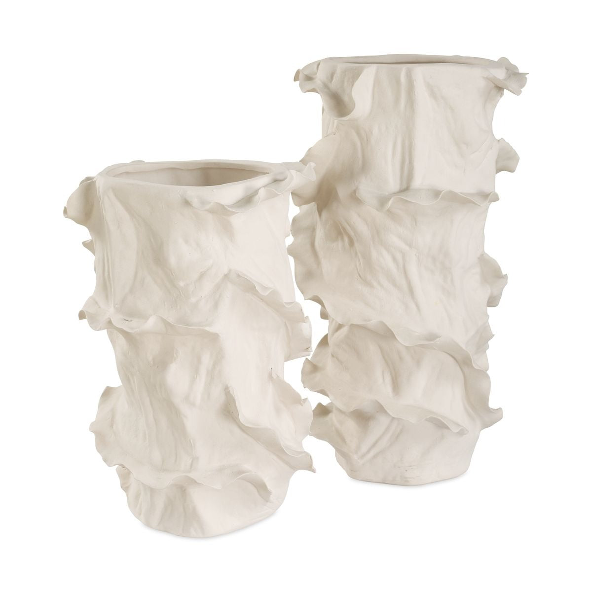 Ripple Crest White Vases Set of 2 by Uttermost