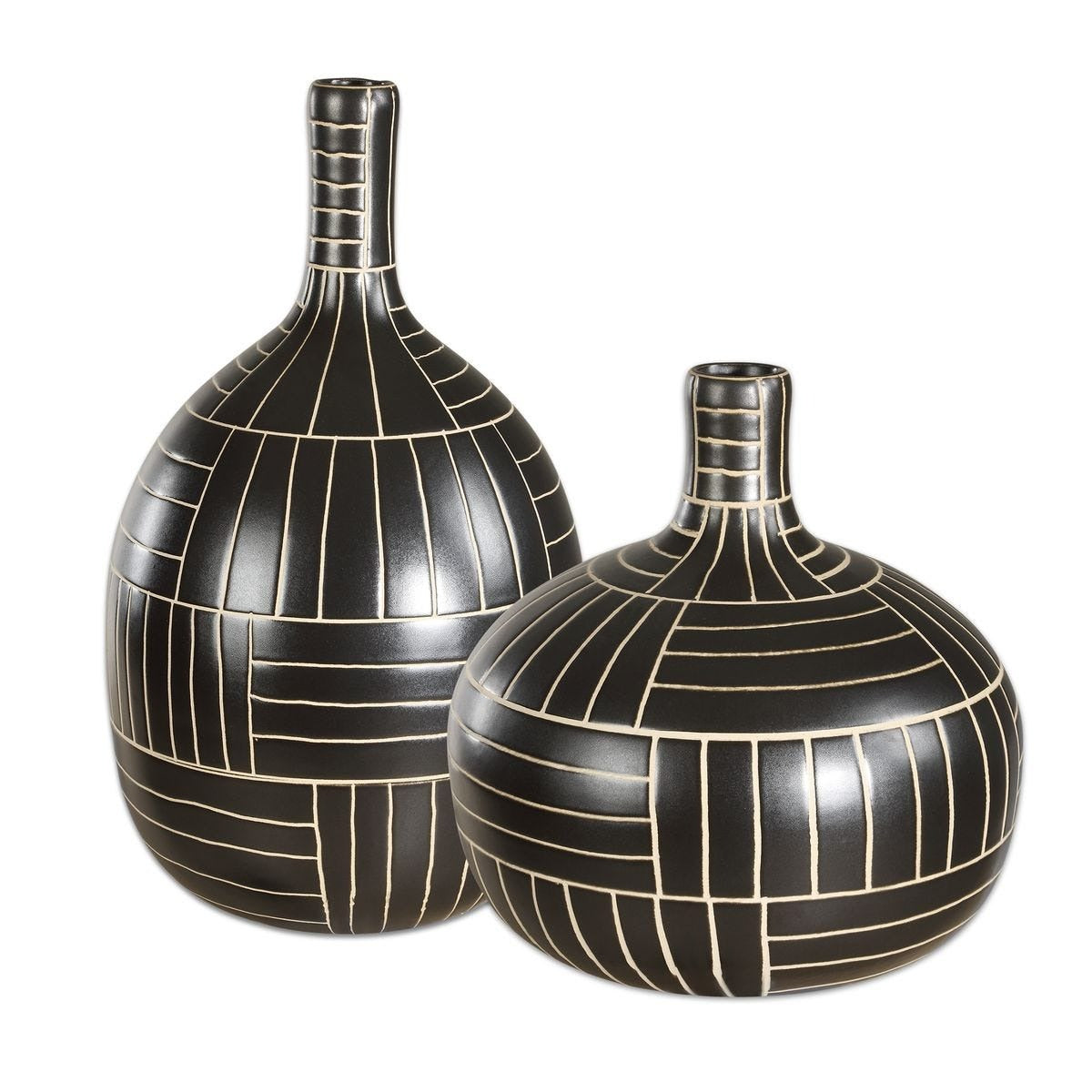 Graphite Stride Geometric Vases Set of 2 by Uttermost