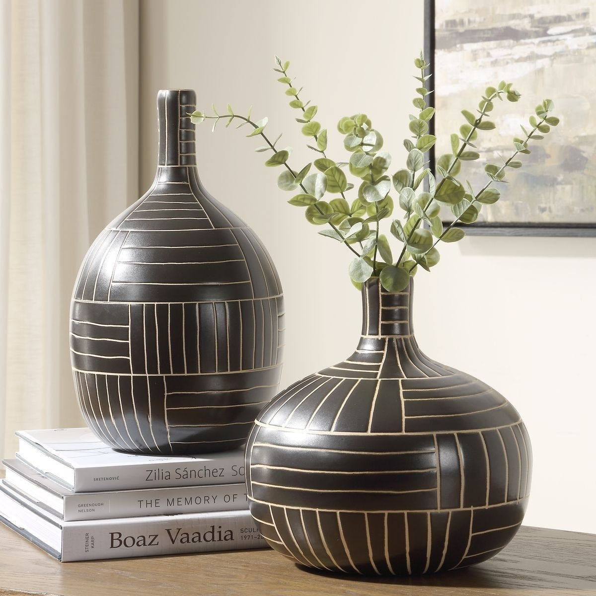 Graphite Stride Geometric Vases Set of 2 by Uttermost