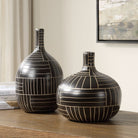 Graphite Stride Geometric Vases Set of 2 by Uttermost