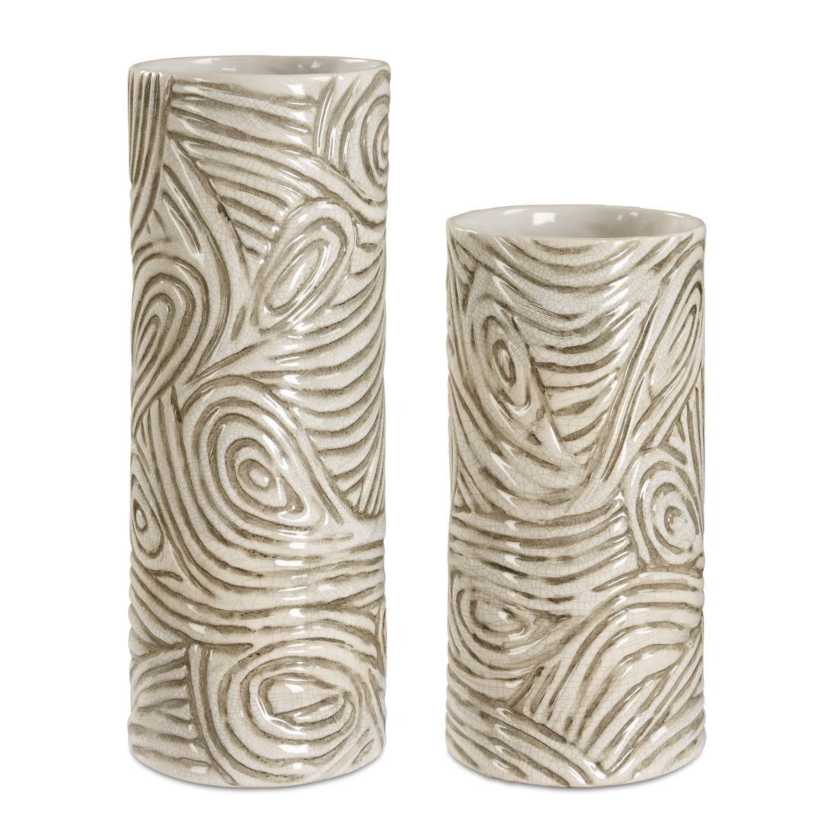 Timber Swirl Earth Tone Vases Set of 2 by Uttermost