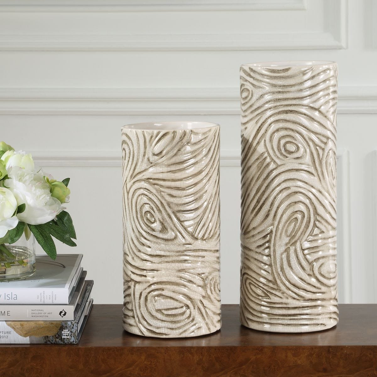 Timber Swirl Earth Tone Vases Set of 2 by Uttermost