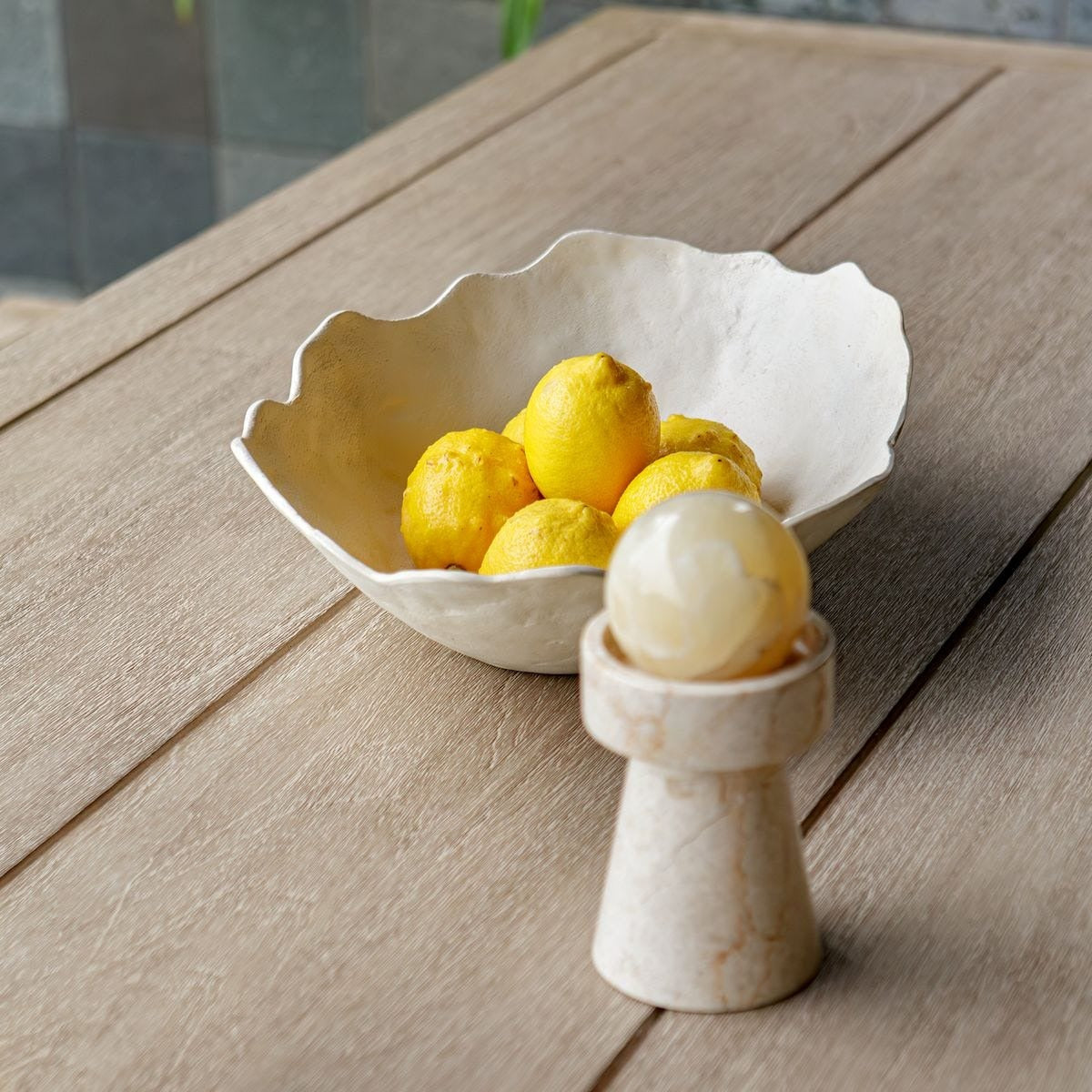 Obscura Warm White Outdoor Bowl by Uttermost