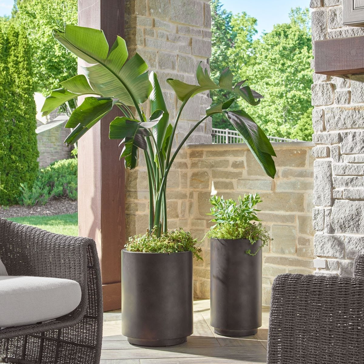 Volcan Matte Bronze Outdoor Planters Set of 2 by Uttermost