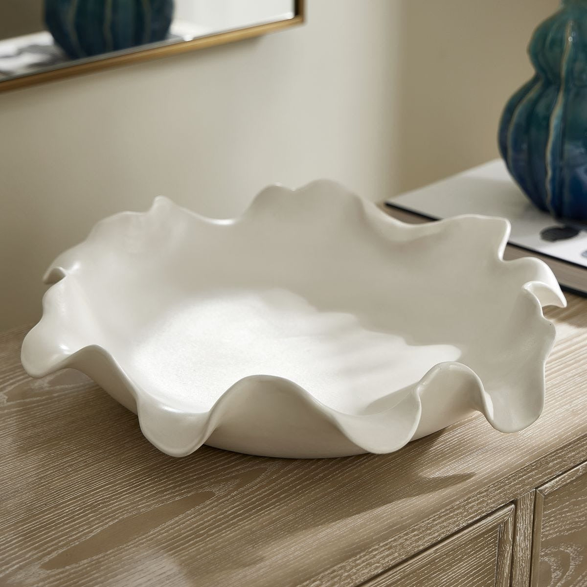 Wave Crest White Outdoor Bowl by Uttermost