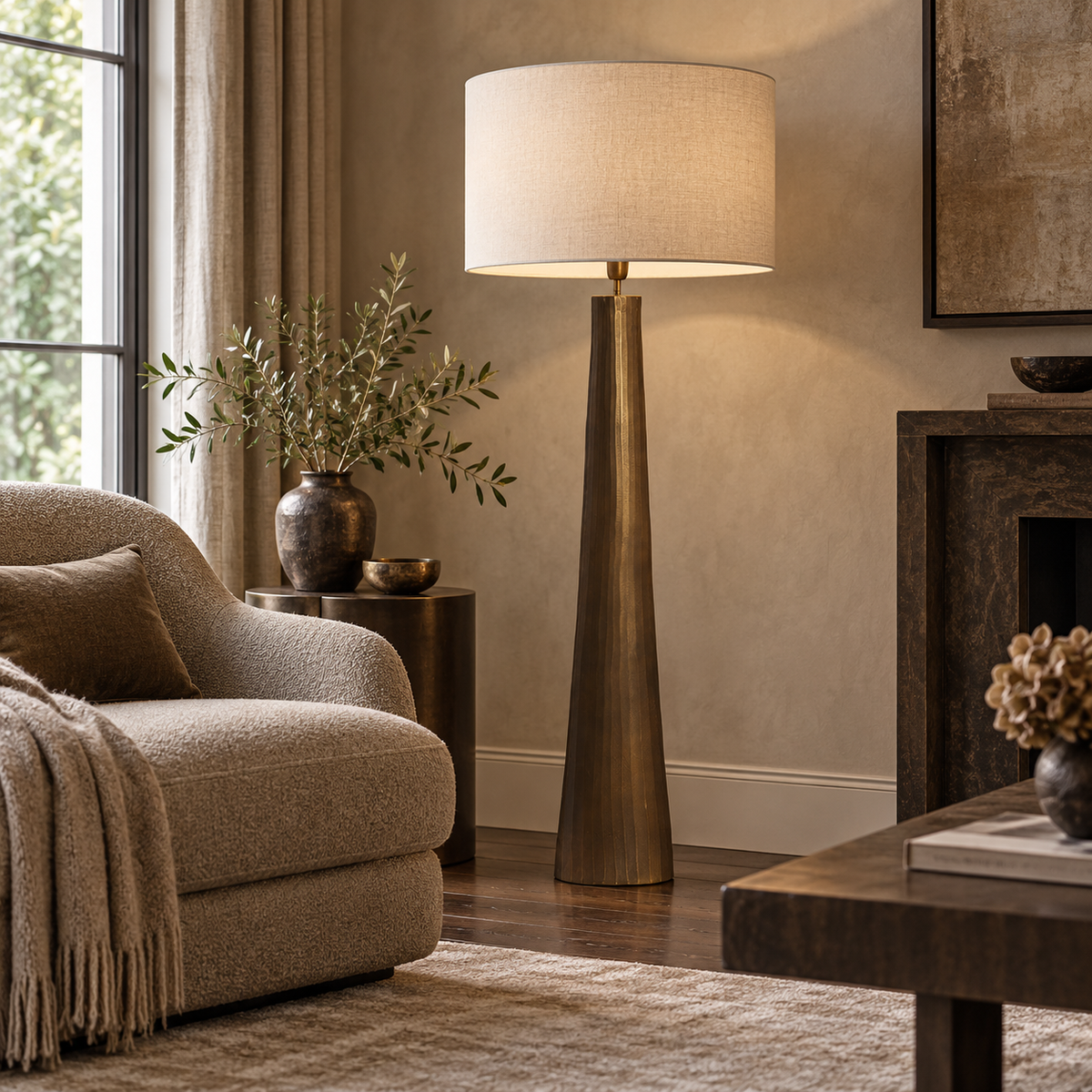Mijas Dark Brown Bronze Floor Lamp - Small Light & Living