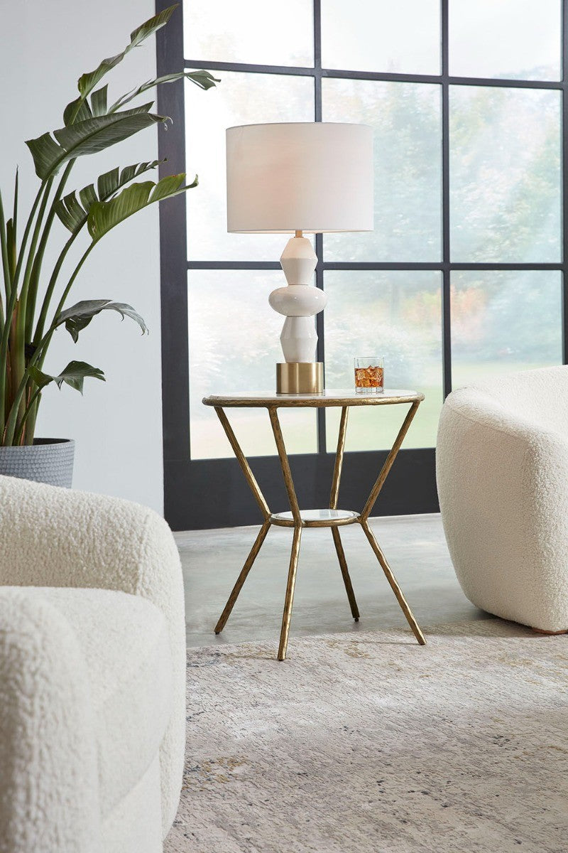 Refuge Round White Side Table by Uttermost
