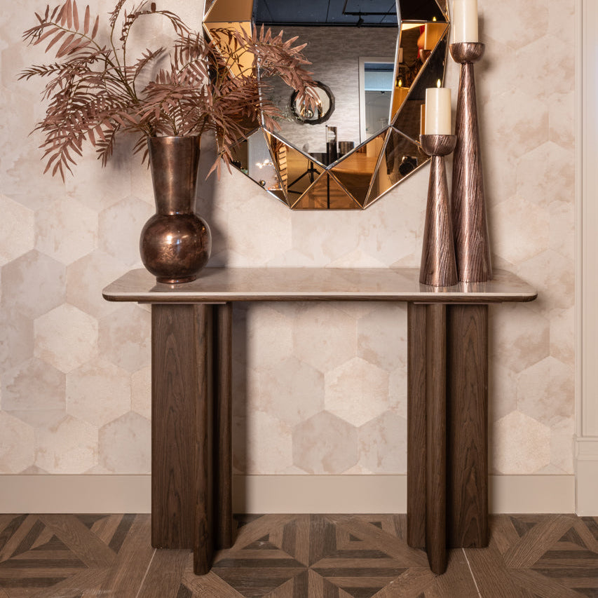 Colson Brown & Ceramic Top Console Table by Richmond Interiors