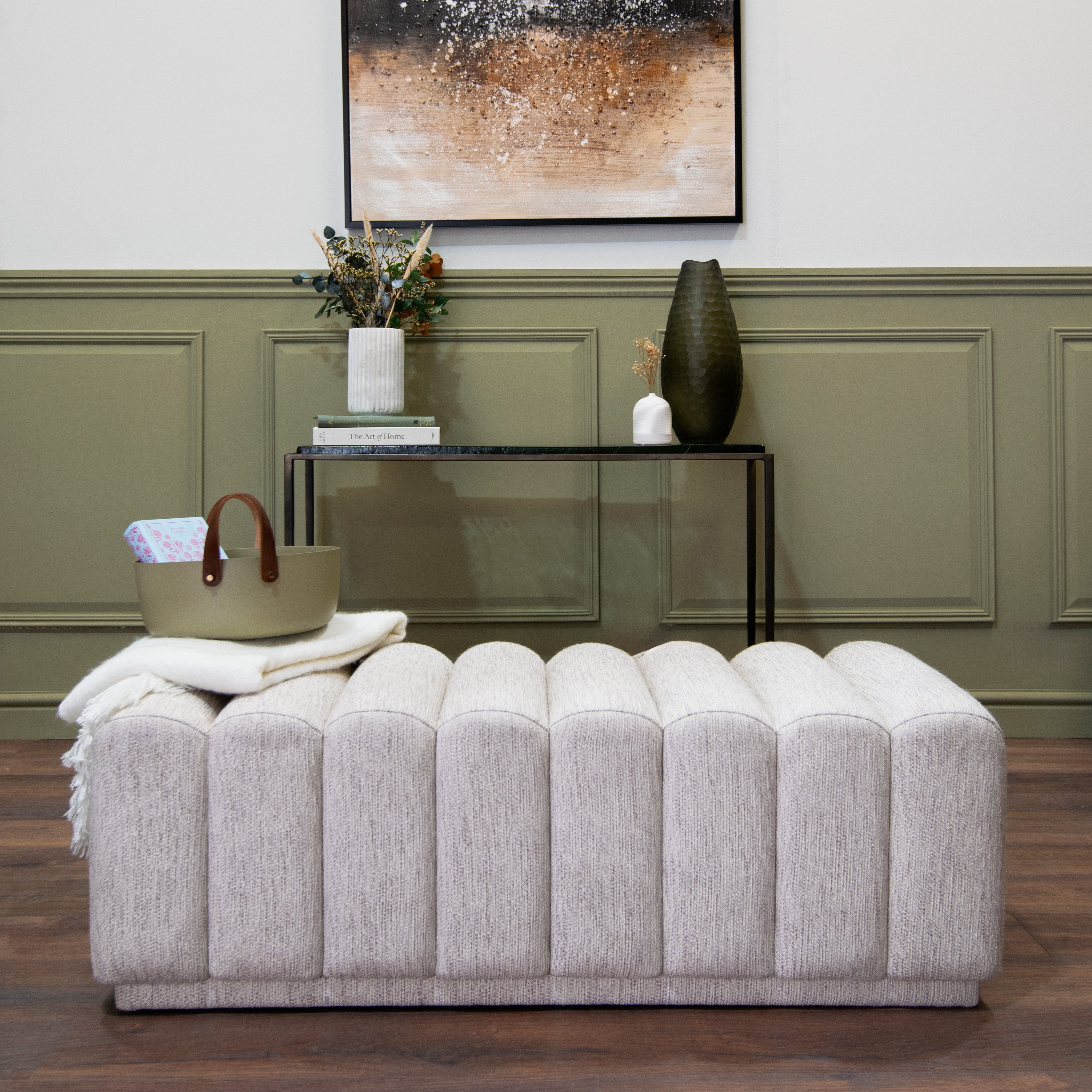 Konya Cream Boucle Ottoman by RV Astley