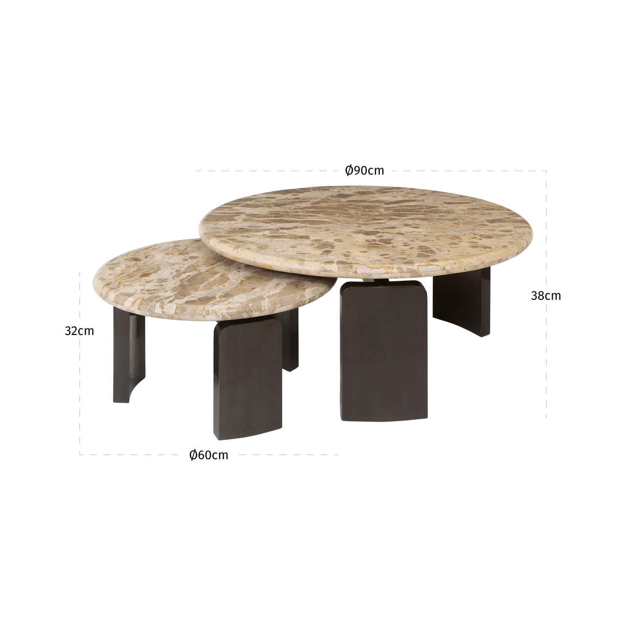 Bayonne Bronze & Marble Coffee Table (Set of 2) by Richmond Interiors