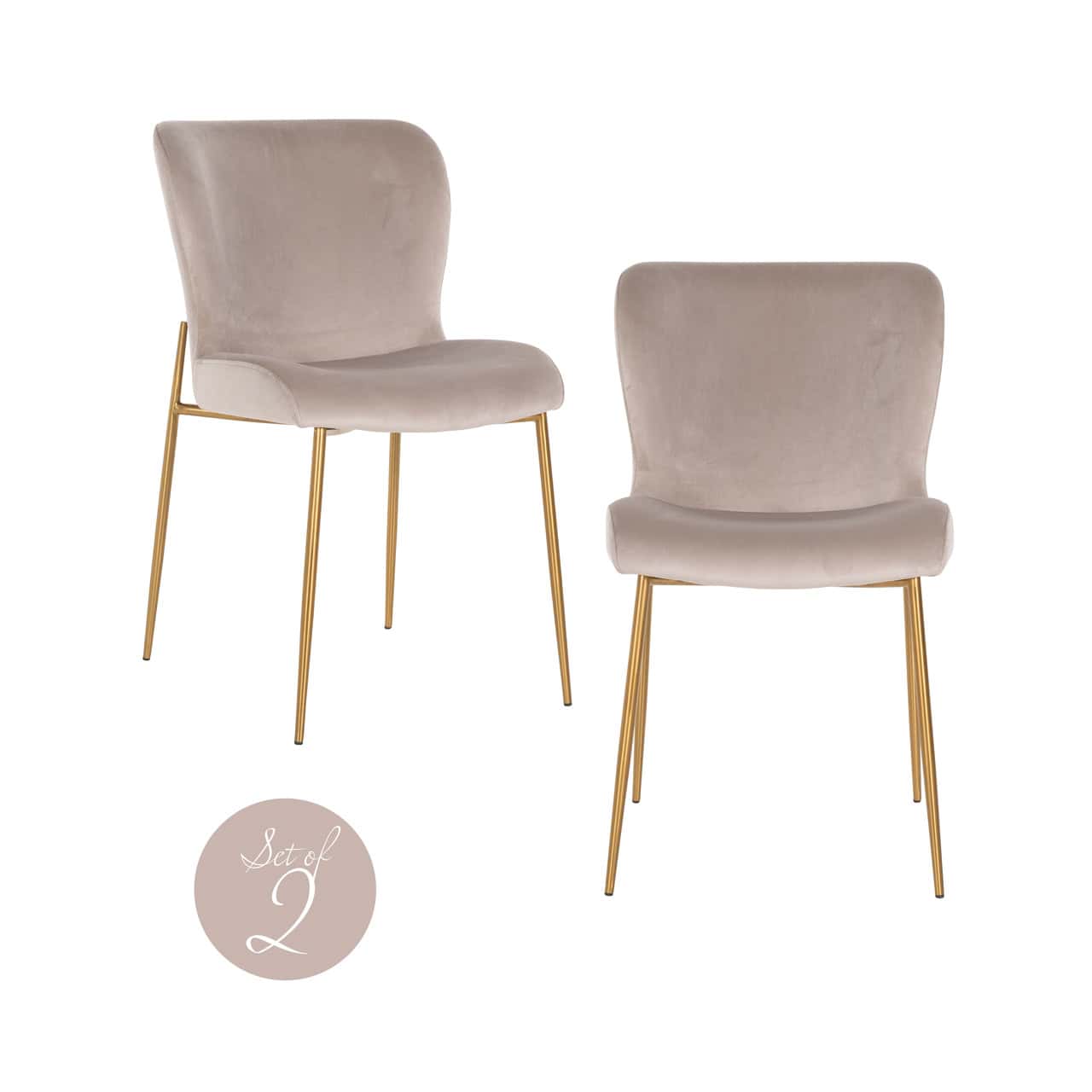 Odessa Khaki Velvet Brushed Gold Chair Set of 2 by Richmond Interiors