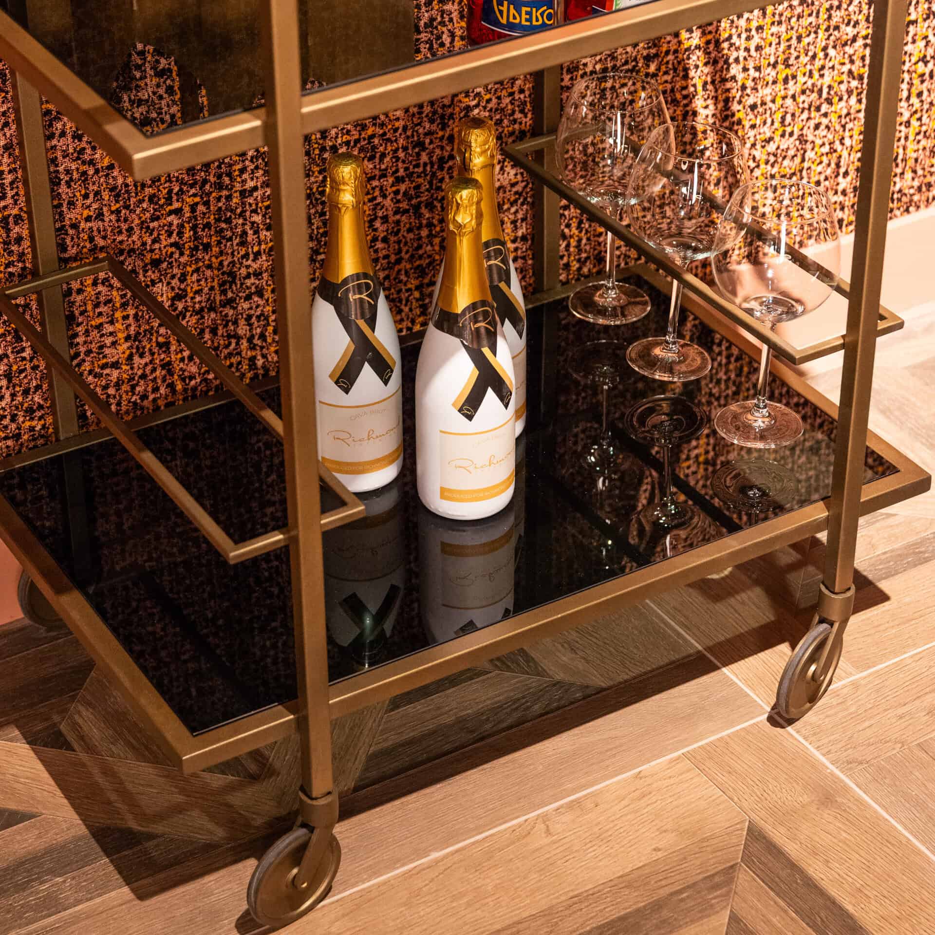 Xo Brushed Gold Drinks Trolley by Richmond Interiors