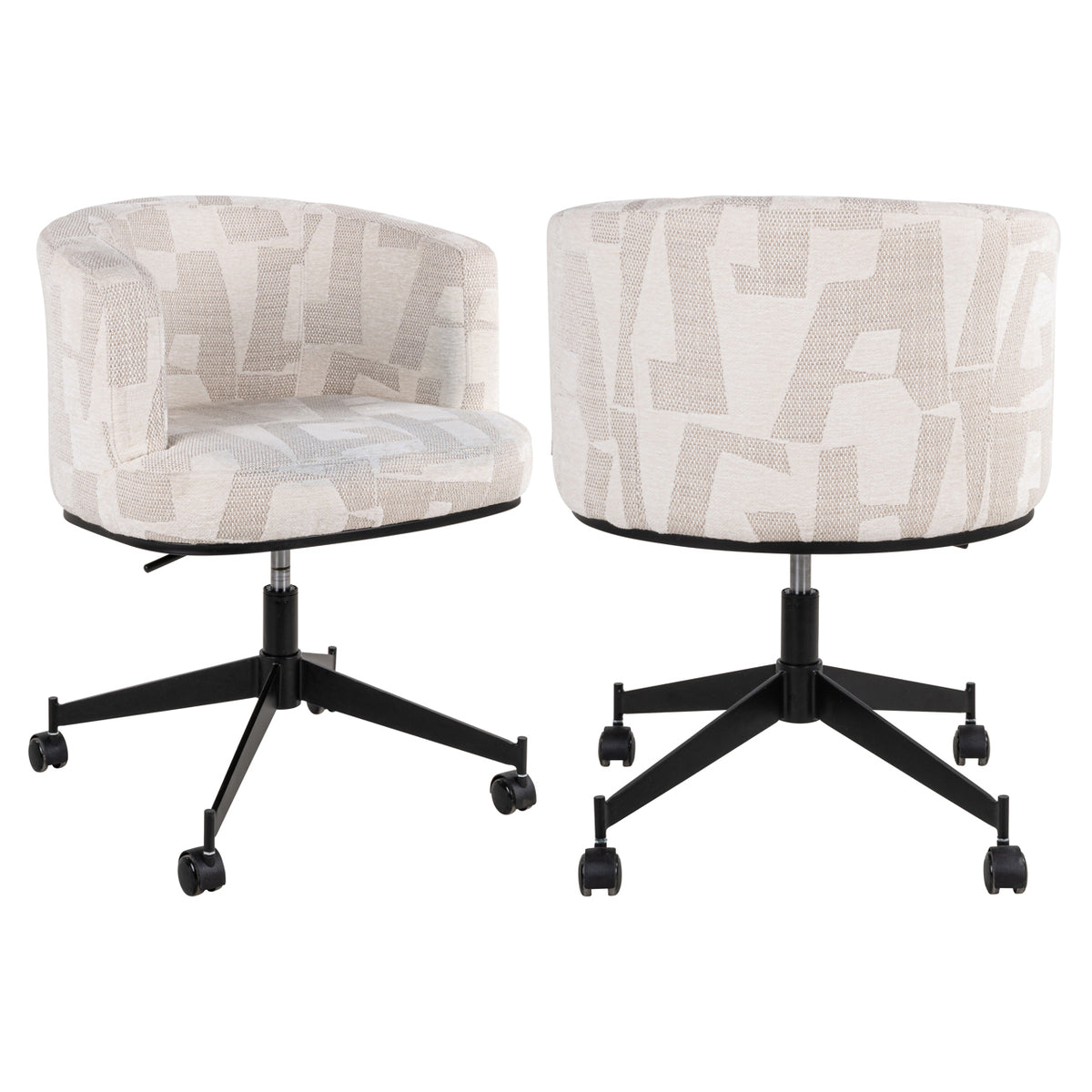 Dining chair Rochenne beige graffic swivel on wheels by Richmond Interiors