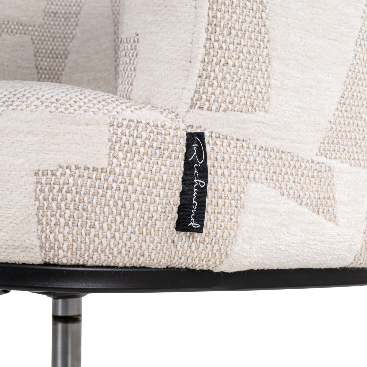 Dining chair Rochenne beige graffic swivel on wheels by Richmond Interiors