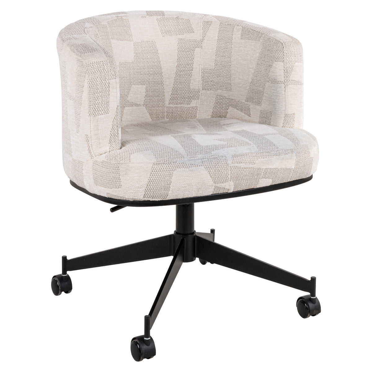 Dining chair Rochenne beige graffic swivel on wheels by Richmond Interiors