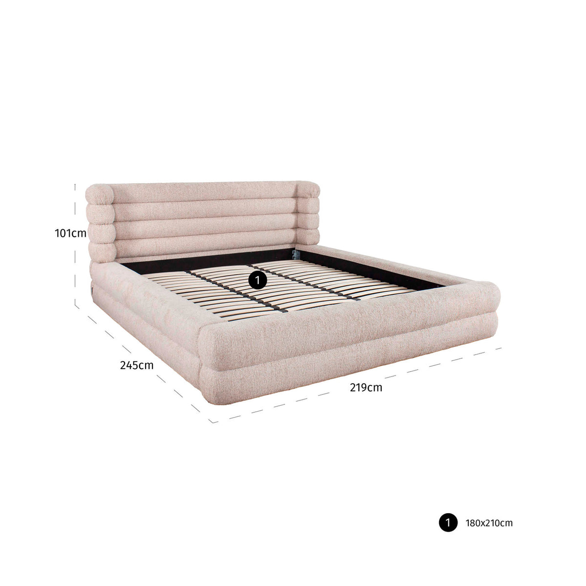 Bed Obidis natural linear 180x210 (mattress size) with storage by Richmond Interiors