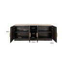 Claremont 4-doors 2-Shelves Brown Oak Veneer & Travertine Top Sideboard by Richmond Interiors