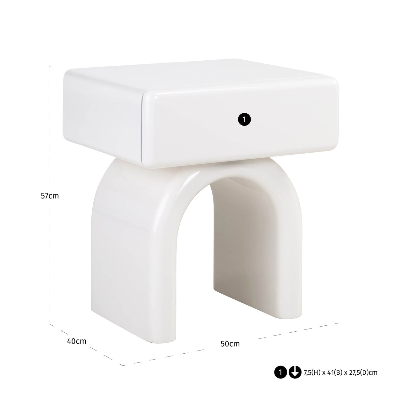 Nightstand Bennet coconut milk 1-drawer by Richmond Interiors