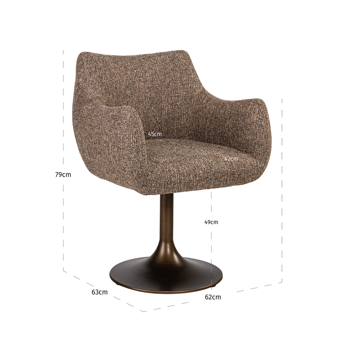 Dining chair Aldo brown tweed swivel by Richmond Interiors