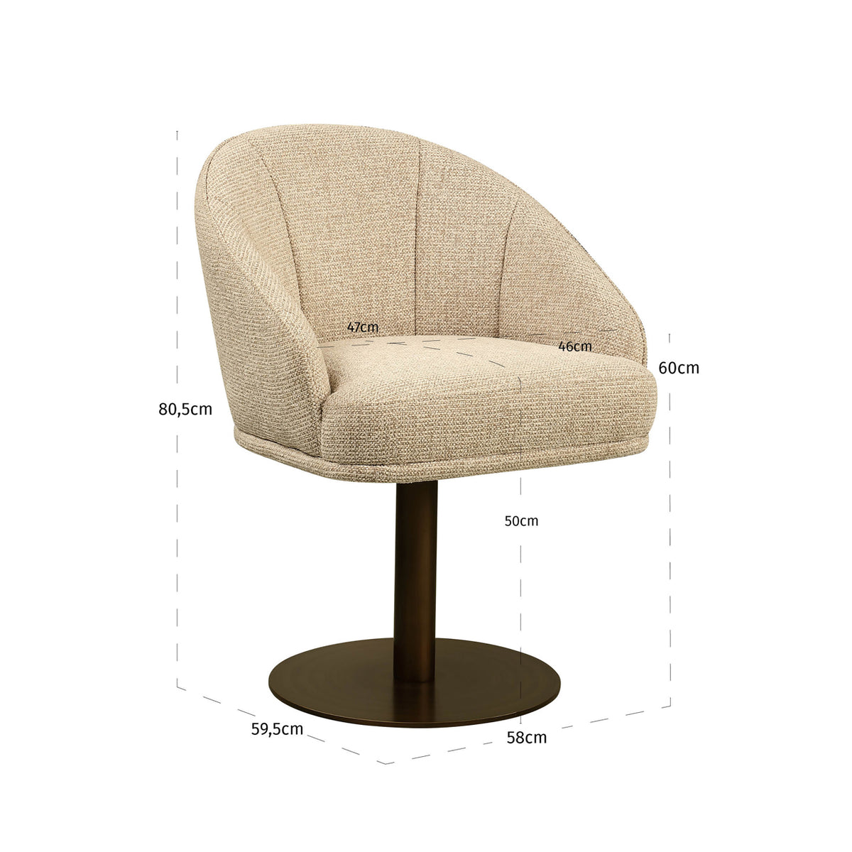 Dining chair Beverly natural fancy swivel by Richmond Interiors